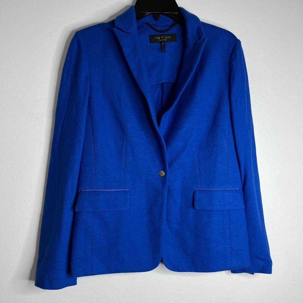 Rag and Bone 100% Wool Classic Lexington Blazer Coat Women’s Sz 0 Royal Blue